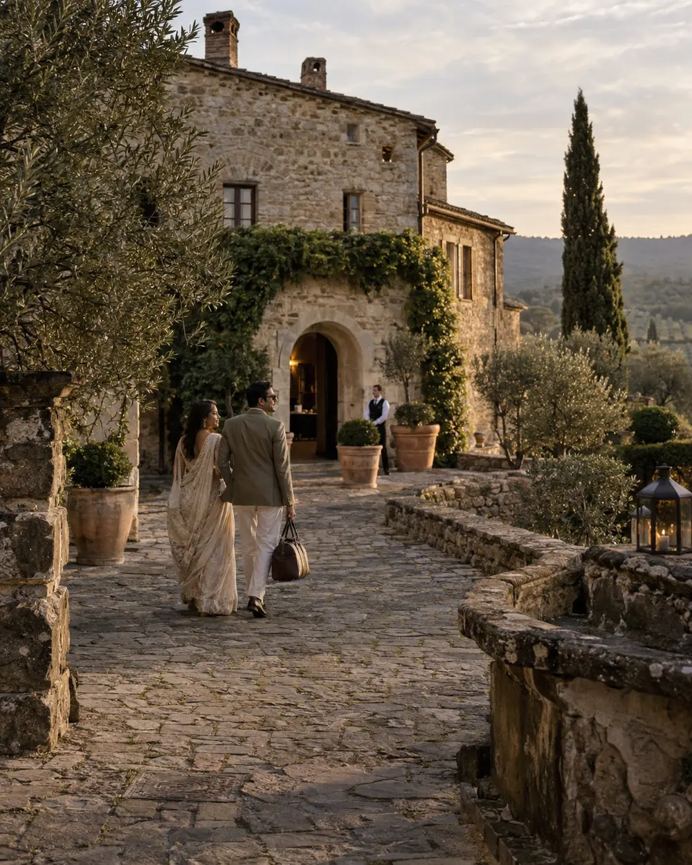 A historic Italian estate courtyard