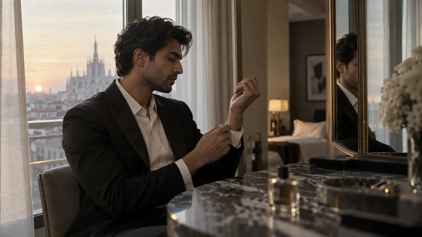 A quiet fragrance ritual in a Milanese interior